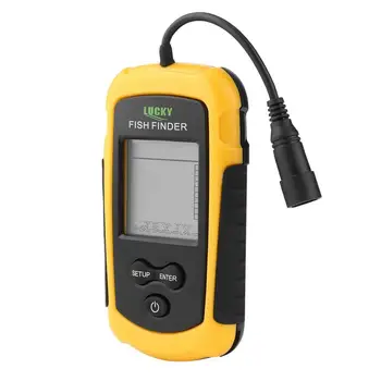 Gorąca sprzedaż Lucky Portable Fish Finder Sonar Sounder Alarm Transducer Fishfinder 0.7 - 100m z baterią i wyświetlaczem angielskim