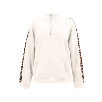 Gorąca sprzedaż moda Dziki długi rękaw leopard wzór łączenie bluza hurtowych