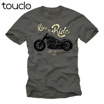 Gorąca wyprzedaż koszulka Motorrad Herren T-Shirt mit Custom Twin Bobber - Live to Ride Biker Manner Shirt Tee shirt
