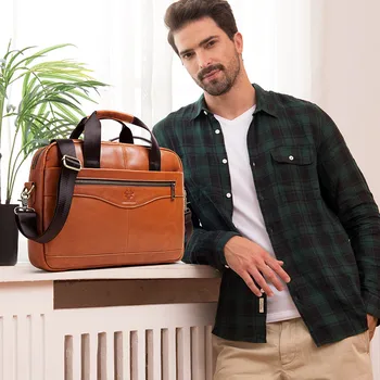 Gorąco! Mężczyźni portfel torba wysokiej jakości firmy znane marki skóra naturalna kurierskie ramię torby torba biurowa 14 calowy laptop