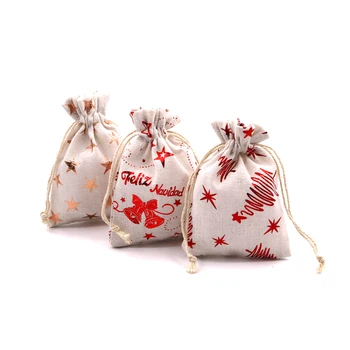 Gorąco sprzedaży 24 szt./lot małe bawełniane torby 10x14 13x18 cm Świąteczny prezent torba na pasek torby biżuteria cukierki, prezenty, pakowanie torby