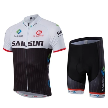 Gorący Żagiel słońce mężczyźni MTB Kolarstwo odzież rower Jersey top lub rower bib szorty czarny biały męski sport Pro team ropa rowerowa odzież top