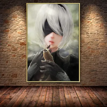 Gra 2B Girls The Painting Canvas, plakaty i druki Cuadros Wall Art Pictures For Gamer Room, Bedroom Decoration Unframed