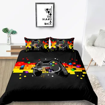 Gracz pościel zestaw King Size modny kreatywny 3D czarny kołdrę Queen King Twin pełna pokój jednoosobowy, pokój dwuosobowy, pokój dwuosobowy wygodny zestaw łóżek