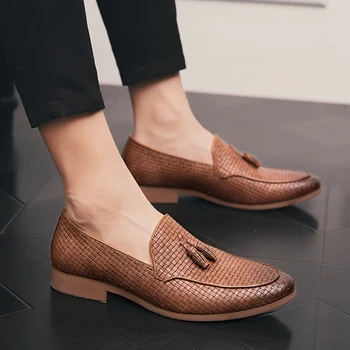 Guderian nowe pędzelki męskie moda buty skórzane mokasyny Męskie obuwie oddychające formalne buty ślubne Herren Schuhe Italienisch
