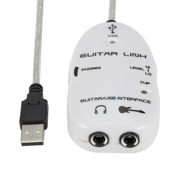 Guitar to USB Interface Link Cable Adapter Audio Connector Recorder for PC/Computer Guitar Accessories