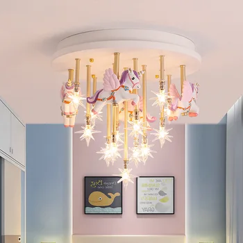 Gwiazdy ciepły Pegasus papierowy żuraw wspólna sala Nordic proste sypialnie światła popularne twórcze led plac zabaw, do montażu sufitowego lamp
