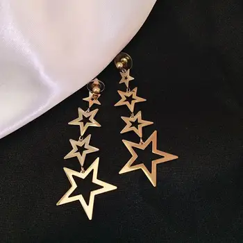Gwiazdy Ze Stali Nierdzewnej Długie Kolczyki Dla Kobiet 2020 Nowa Moda Biżuteria Oświadczenie Duża Kropla Kolczyk Kolczyki Prezenty