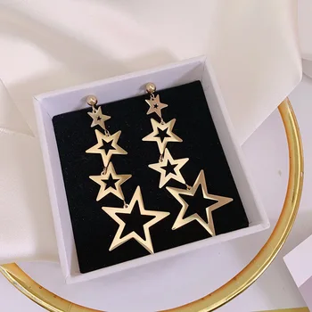 Gwiazdy Ze Stali Nierdzewnej Długie Kolczyki Dla Kobiet 2020 Nowa Moda Biżuteria Oświadczenie Duża Kropla Kolczyk Kolczyki Prezenty