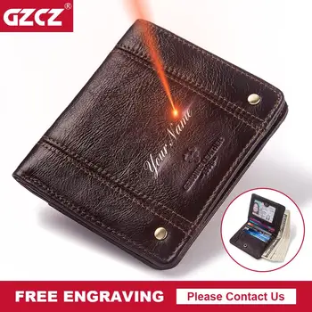 GZCZ mężczyźni skóra naturalna cienkie portfele RFID męski cienki portfel Cowskin Card Holder Short Mini Hasp portfel dla człowieka 2020 gorąca wyprzedaż