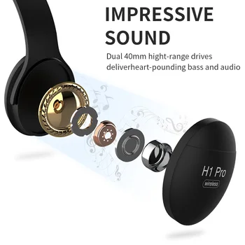 H1 słuchawki Bluetooth bezprzewodowy zestaw słuchawkowy stereo Over-ear redukcja Szumów Słuchawki do gier zestaw słuchawkowy z mikrofonem obsługa karty TF