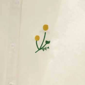 Haft Koszule Bluzki Damskie Kwiatowy Print Topy Bawełny, Z Długim Rękawem College Styl Dziewczyny Szkolne, Odzież Nowości Jesień