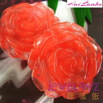 Hailambo moda piękny wulkan wiśnia kwarc rzeźbione Róża wisiorek Kamienny kwiat wisiorek figurka szczęśliwe biżuteria na prezent RP02#