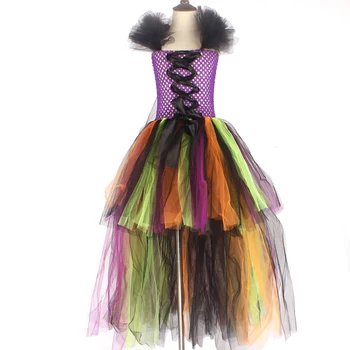 Halloween czarownica kostium strój dla dziewczyn karnawał pokaz cosplay szlafrok Nina Disfraz niezwykłe dla dzieci Tutu sukienki Purim stroje odzież