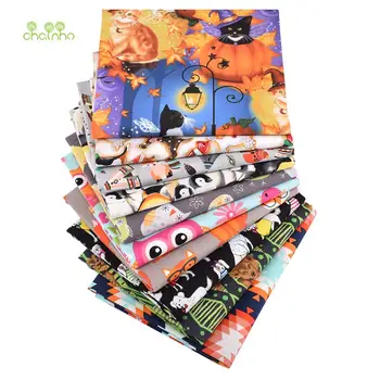 Halloween kolorowa seria,zwykła tkanina bawełniana,tkanina Patchwork,10 szt./lot handmade DIY pikowania i szycia rzemiosła,poduszka,torba Materiał