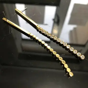 HANGZHI 2020 nowy elegancki design metalu rhinestone długie wiszące Cyrkon хвастливые kolczyki pręta dla kobiet dziewczyn partii biżuteria prezenty