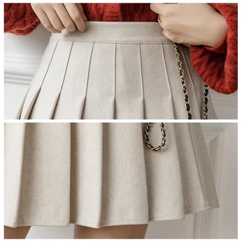 Harajuku JK spódnica kobiety jesień zima ciepła wysokiej talii plisowana wełniana spódnica dziewczyny w stylu preppy krótkie mini spódniczki JK