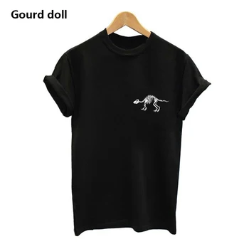 Harajuku women tshirt summer Cat dinosaur Print female T-shirt O Neck Soft T-shirts for women femme black/white clothes