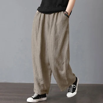 Harem spodnie konopie Bloomer plus rozmiar S-2Xl temat spodnie damskie bawełna bielizna bluzka oversize kieszenie szerokie spodnie