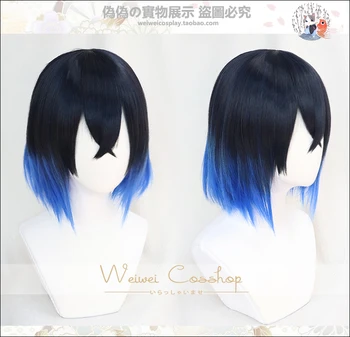 Hashibira Inosuke Short Blue Ombre Wig Demon Slayer Kimetsu no Yaiba odporne włosy cosplay kostium peruk + darmowa Париковая Kapturek