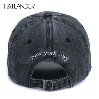 [HATLANDER]piasek przemyto bawełna czapka z daszkiem czapka dla kobiet mężczyźni rocznika tato kapelusz New York haft list otwarty sport czapki