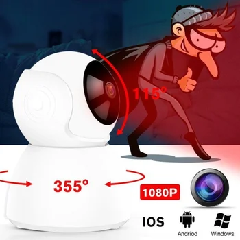 HD 720P 1080P Home Security IP Camera dwukierunkowe audio Bezprzewodowa mini kamera 1MP widzenie w nocy, CCTV, kamera WiFi Niania