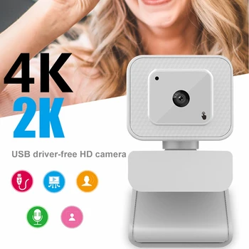 HD USB kamera af kamera 4K Camara z pierścieniem światła, kamera z mikrofonem, kamera do komputera Live Online Teaching