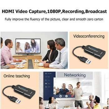HDMI Video Capture Card USB 2.0 HDMI 1080P Video Grabber Record Box dla PS4 Game Camcorder HD Camera Recording Live Streaming