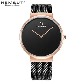 Hemsut męski zegarek ultra-cienkie zegarki męskie, paski do zegarków ze stali nierdzewnej zegarek kwarcowy dla firm męski relogio masculino 2018