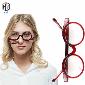 HERVI obrotowy увеличительный makijaż okulary do czytania kobiety składane łóżko kosmetyczne Пресбиопические punkty starszy unisex