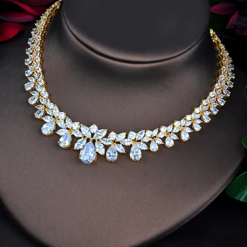 HIBRIDE nowy luksusowy projekt złoty kolor ślubny Dubaj zestawy biżuterii dla kobiet akcesoria ślubne prezenty partii N-736