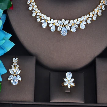 HIBRIDE nowy luksusowy projekt złoty kolor ślubny Dubaj zestawy biżuterii dla kobiet akcesoria ślubne prezenty partii N-736