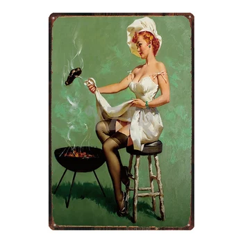 Hilda Plus Size Pin Up Girl Tin Metal Sign Plaque Metal Vintage Wall Pub Cafe Shop Home Art Decor Iron plakat Cuadros DU-2643