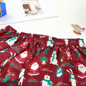 HiLoc Print Christmas Pyjamas Women Two Piece Set Top I Szorty Short Sleeve Satin Pajamas Set Fashion Wzór Home Suit Sets