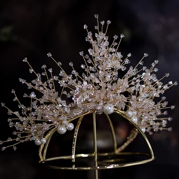 HIMSTORY baroku Księżniczka ponadgabarytowych ślubne tiara korony druhny Kryształ opaski wieczorne ozdoby do włosów ślubne akcesoria do włosów