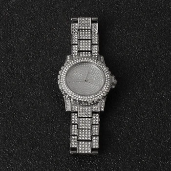 Hip Hop Women Mens Iced Out Zegarki Luxury Date zegarek Kwarcowy z Микропавкой CZ Charm Watches For Women Men Jewe