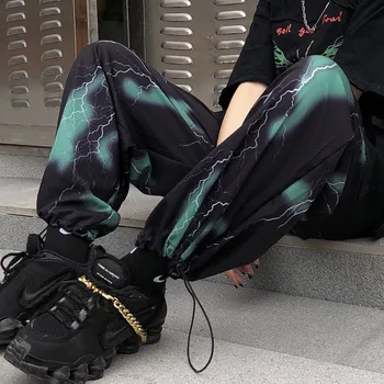 HOUZHOU hip-hop biegacze kobiety jesień grunge estetyczny nadruk sportowe spodnie kobiety meble ubrania koreański styl moda Wysokiej talii Spodnie