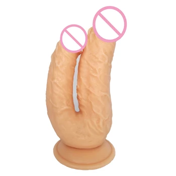 HOWOSEX podwójne dildo z przyssawką miękkie wibratory podwójna penetracja dla obu pochwę anal dildo realistyczne kobieta seks zabawki