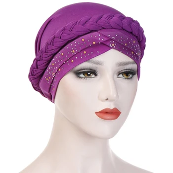 HT2402 Women India Hat Muslim One Tail Czapka szalik turban Wrap Czapka damska koraliki Zimowa Czapka czapki dla kobiet Skullies Beanies