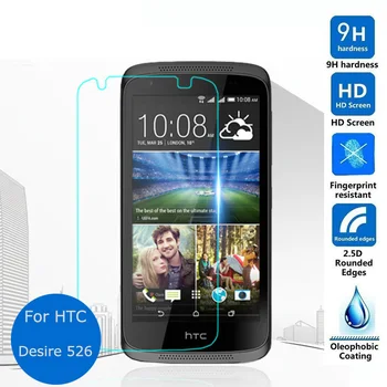 Htc Desire 526 4G Lte hartowana szklana folia 0.26 mm 9h 2.5 HD Clear Safety Protective Screen Protector on 526G+ Dual Sim D526h