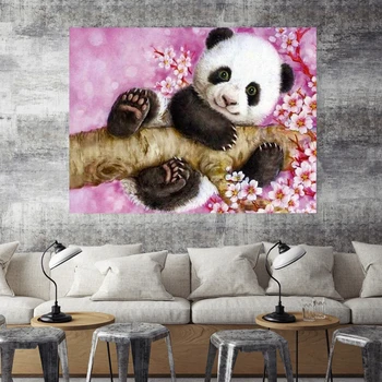 HUACAN 5D DIY Diament haft Panda pełna kwadratowy wiertło Diament malarstwo zwierzęta haftu zestaw kreskówka rhinestone obraz