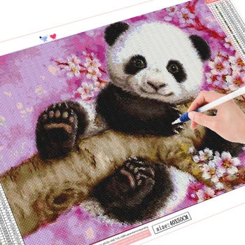 HUACAN 5D DIY Diament haft Panda pełna kwadratowy wiertło Diament malarstwo zwierzęta haftu zestaw kreskówka rhinestone obraz