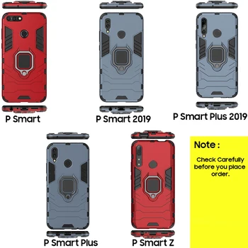 Huawei P Smart Z silikonową gumowy pancerz etui do Huawei P smart Plus 2019 telefon tylna pokrywa etui metalowy uchwyt na palec pierścień