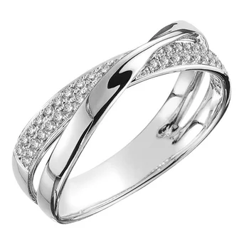Huitan nowe świeże dwa tonu X forma krzyż pierścień dla kobiet ślubne moda biżuteria olśniewające CZ kamień duże nowoczesne pierścienie Anillos