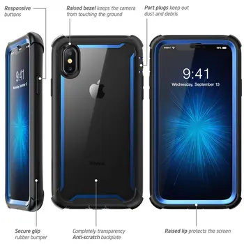 I-BLASON For iphone X Xs Case 5.8 inch Ares Series Full-Body Rugged Clear Bumper Case with Built-in Screen Protector