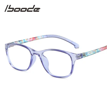 Iboode owalna ramka dla dzieci anty-światło niebieskie okulary TR90 retro ultra lekkie okulary płaskie lustro chłopiec dziewczynka Klasa okulary ramka okularów