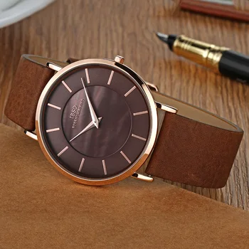 IBSO Top Brand 6.8 MM, ultra-cienkie zegarki kwarcowe zegarki męskie pasek z prawdziwej skóry zegarek męski 2019 modny zegarek Relogio Masculino