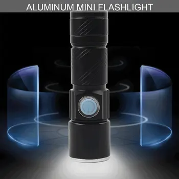 ICOCO Przenośny mini-USB Akumulator latarka wielofunkcyjna Latarka wodoodporna IPX6 na zewnątrz nocnej jazdy/kemping/awaryjnych