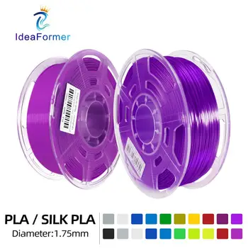 Ideaformer 1.75 mm PLA jedwab-PLA wątek 1 kg przezroczysta cewka kolorowe materiały 3D z tworzyw sztucznych materiały drukowane Filamento.