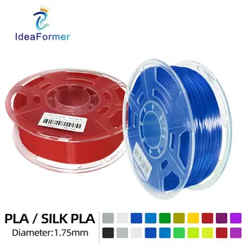 Ideaformer 1.75 mm PLA jedwab-PLA wątek 1 kg przezroczysta cewka kolorowe materiały 3D z tworzyw sztucznych materiały drukowane Filamento.